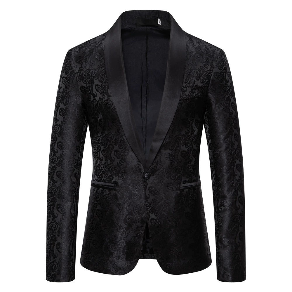 Black Jacquard Formal Suit Men Lapel Suit Jacket Single Jacket