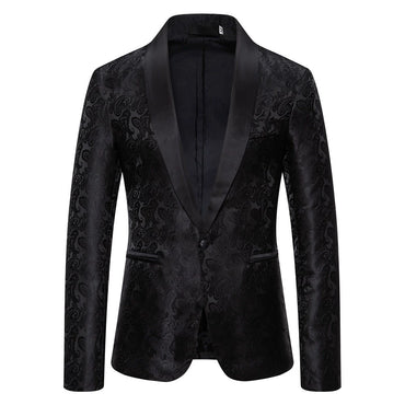 Black Jacquard Formal Suit Men Lapel Suit Jacket Single Jacket