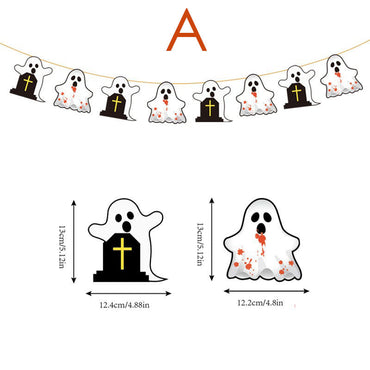 Halloween Garden Decoration Banner, Haunted House Party Decoration Supplies, Hanging Garlands