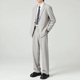 Casual Light Grey Business men's Trousers 2 Piece Suit