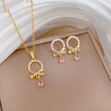 Flash Diamond Tassel Luxury Dress Accessories Dinner Clavicle Necklace Earring CN373