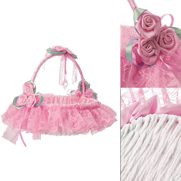Lace Fabric Wedding Flower Basket, Flower Girl, Flower Basket Bridesmaid Hand Basket, HL-5625