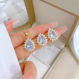 Flash Diamond Tassel Luxury Dress Accessories Dinner Clavicle Necklace Earring CN378