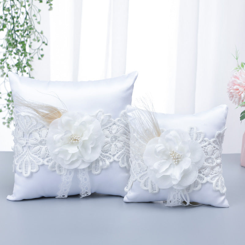 Satin And Linen Fabric Wedding Ring pillow Creative Lace Ring Box Small Portable, BS&KFS