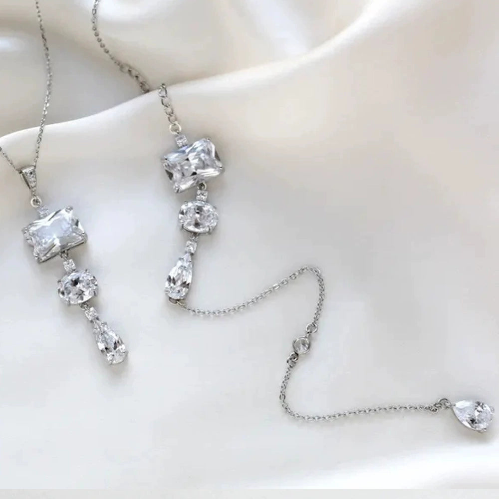 Bridal Wedding Pearl Necklace With Tassel Back Chain