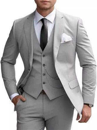 Classic 3 Piece Men's Suit with Regular Fit and Sophisticated Peak Lapel
