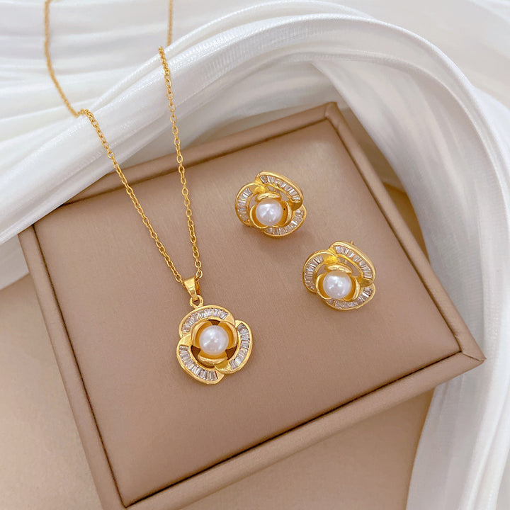 Flash Diamond Tassel Luxury Dress Accessories Dinner Clavicle Necklace Earring CN375