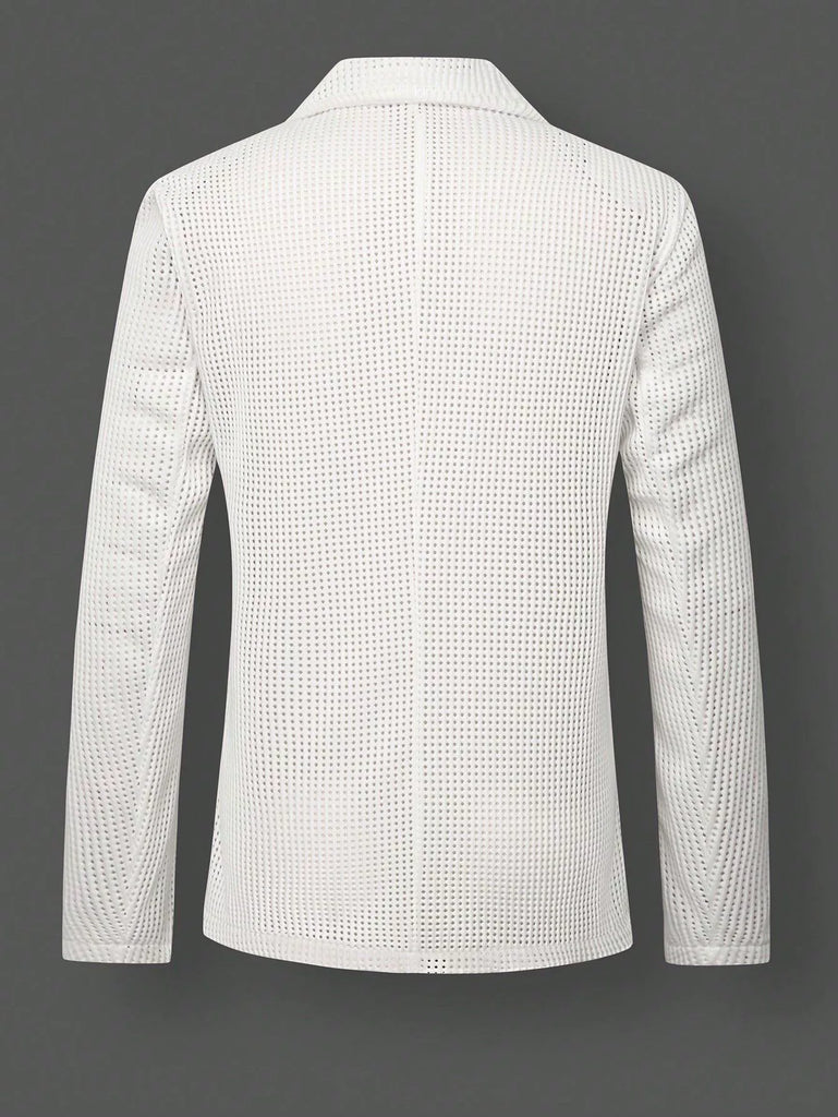 Ivory Net hole Suit Jacket Casual Banquet Coat Suit Long Sleeves Suit Single Jacket