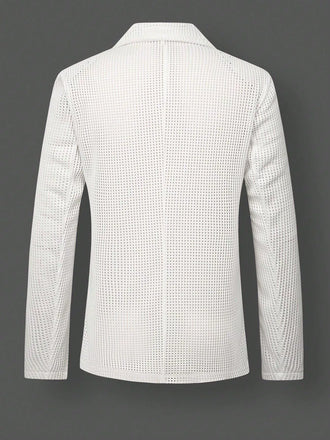 Ivory Net hole Suit Jacket Casual Banquet Coat Suit Long Sleeves Suit Single Jacket
