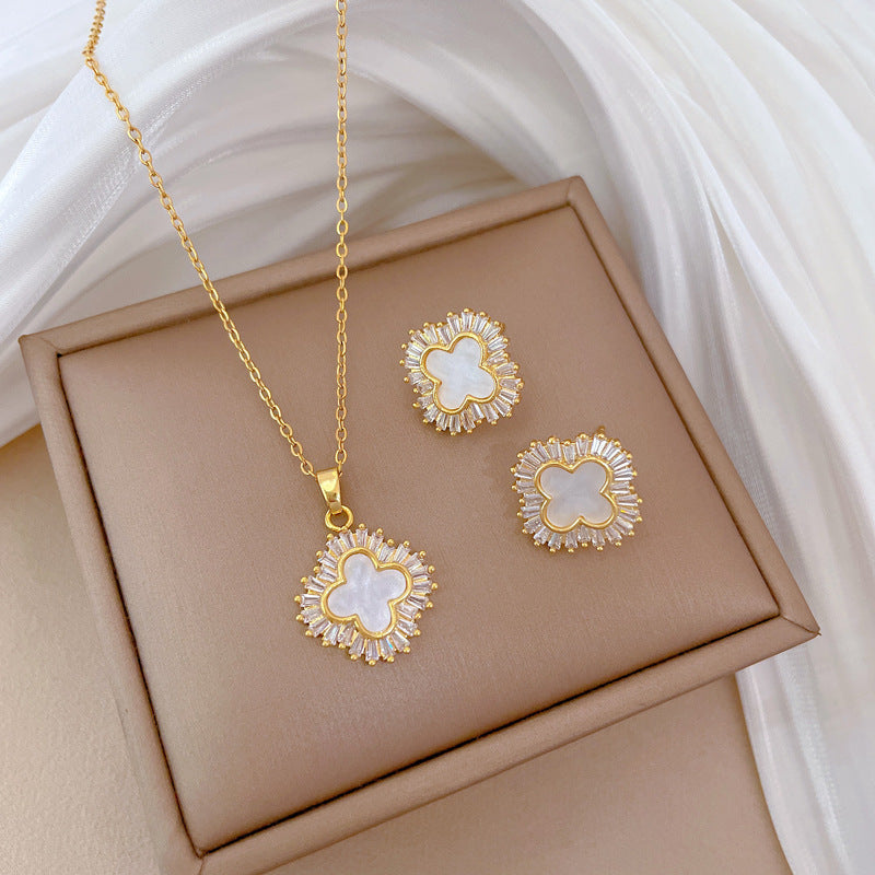 Flash Diamond Tassel Luxury Dress Accessories Dinner Clavicle Necklace Earring CN380