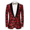 Men's Fashion Floral Tuxedo Velvet Sequin Jacket Red CN447