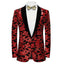 Men's Fashion Floral Tuxedo Velvet Sequin Jacket Red CN447