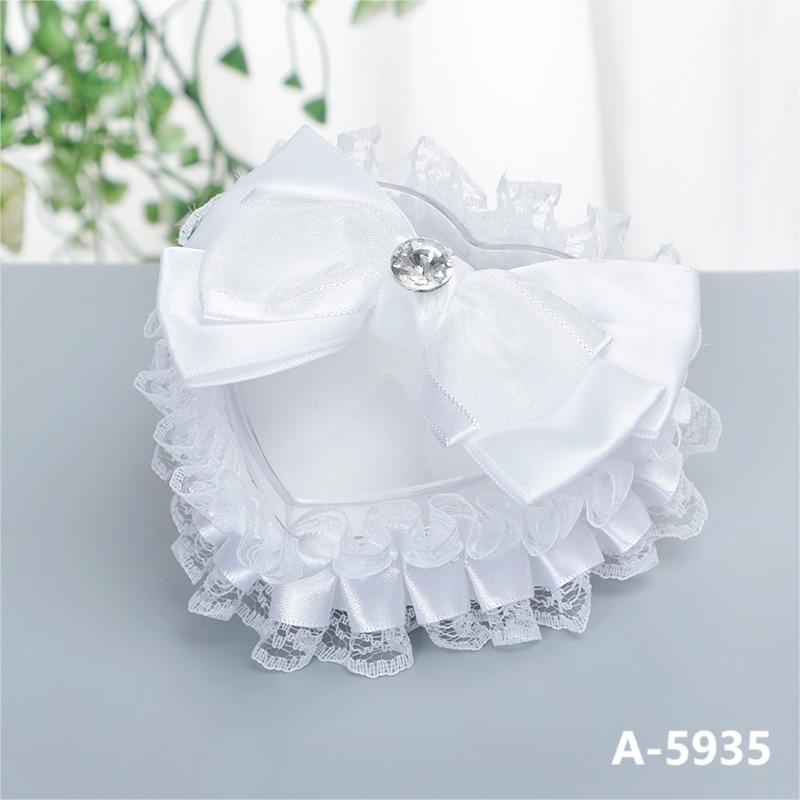White Heart Shaped Mini Ring Box Wedding Ring Pillow For Bride and Groom, JZH-5935