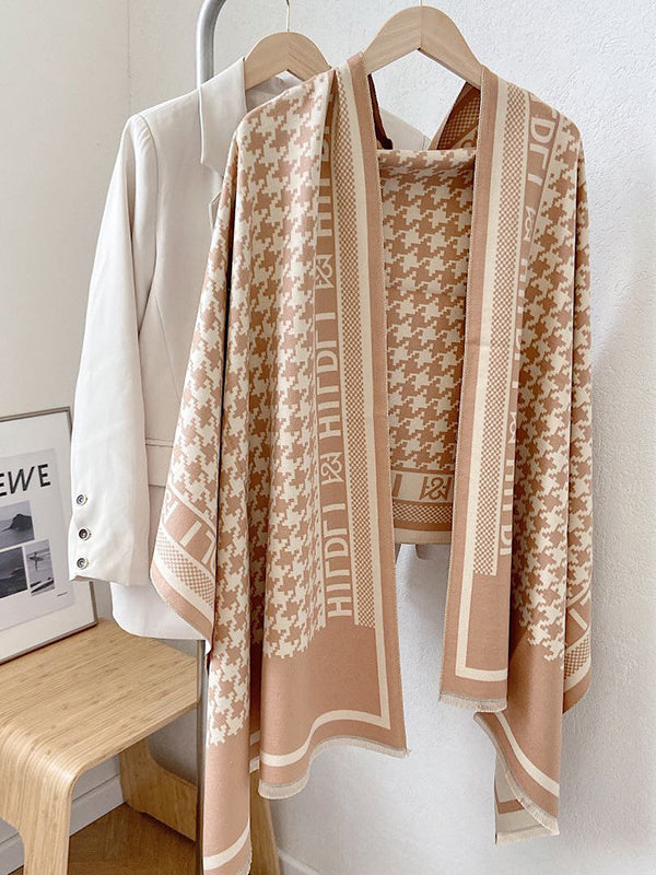 Women's winter versatile imitation cashmere double-sided letter thickened warm Nordic style cold-proof shawl