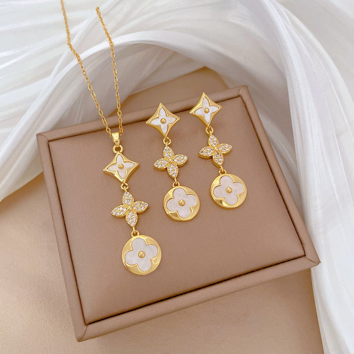 Flash Diamond Tassel Luxury Dress Accessories Dinner Clavicle Necklace Earring CN195