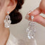 S925 Silver Zircon Petal Tassel Earrings
