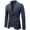 Dark Navy Casual Collar Coat Jacket Slim Button Small Suit Strips Single Jacket