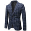 Dark Navy Casual Collar Coat Jacket Slim Button Small Suit Strips Single Jacket