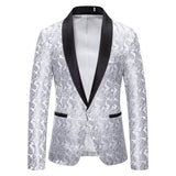 Silver Jacquard Formal Suit Men Lapel Suit Jacket Single Jacket