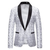 Silver Jacquard Formal Suit Men Lapel Suit Jacket Single Jacket
