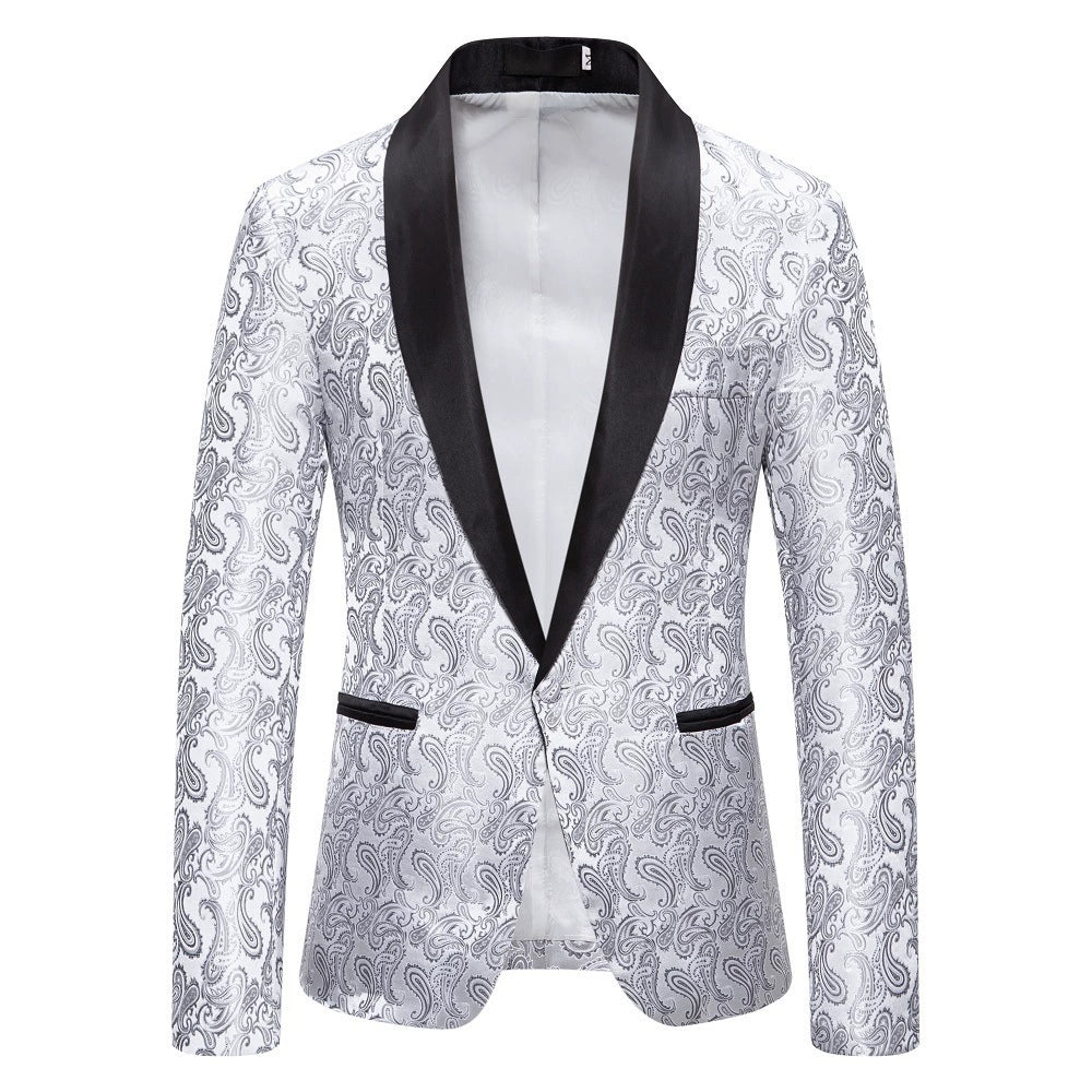 Silver Jacquard Formal Suit Men Lapel Suit Jacket Single Jacket