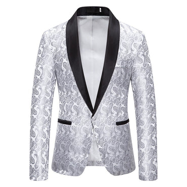 Silver Jacquard Formal Suit Men Lapel Suit Jacket Single Jacket