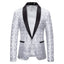 Silver Jacquard Formal Suit Men Lapel Suit Jacket Single Jacket