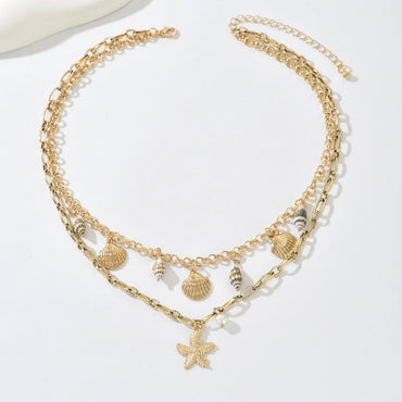 Bohemian Pearl & Shell Choker Necklace – Beachy Layering Piece