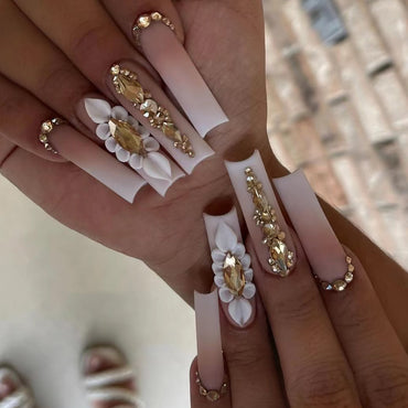 Rhinestone Nails Bling Wedding Press On Nails With Design For Women And Girls CN104