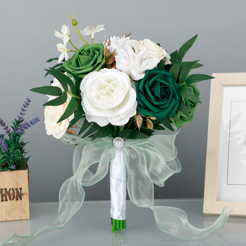 Wedding Flower For The Groom And Bride, Simulated Rose Wedding Bouquet, WF08