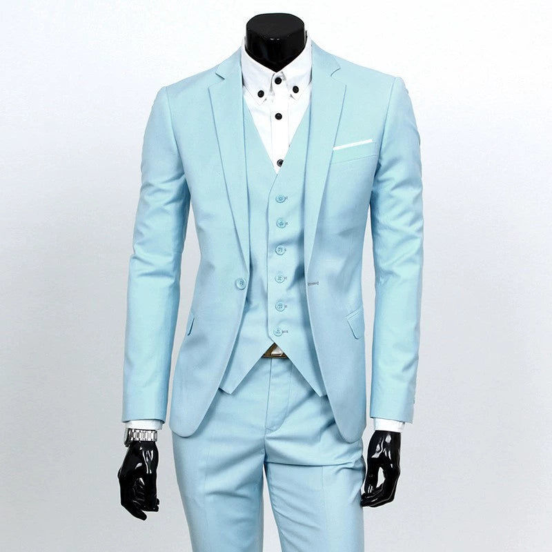 Classic 3 Piece Men's Suit with Regular Fit and Sophisticated Peak Lapel