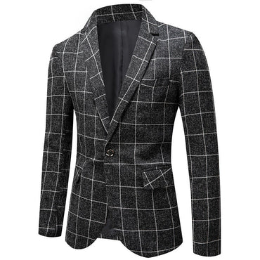 Black Casual Collar Coat Jacket Slim Button Small Suit Strips Single Jacket
