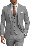 Classic 3 Piece Men's Suit with Regular Fit and Sophisticated Peak Lapel