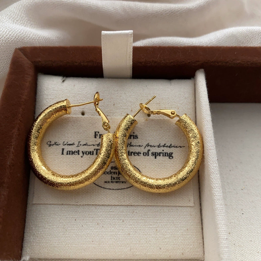 Classic Leather Metal Large Circle Earrings