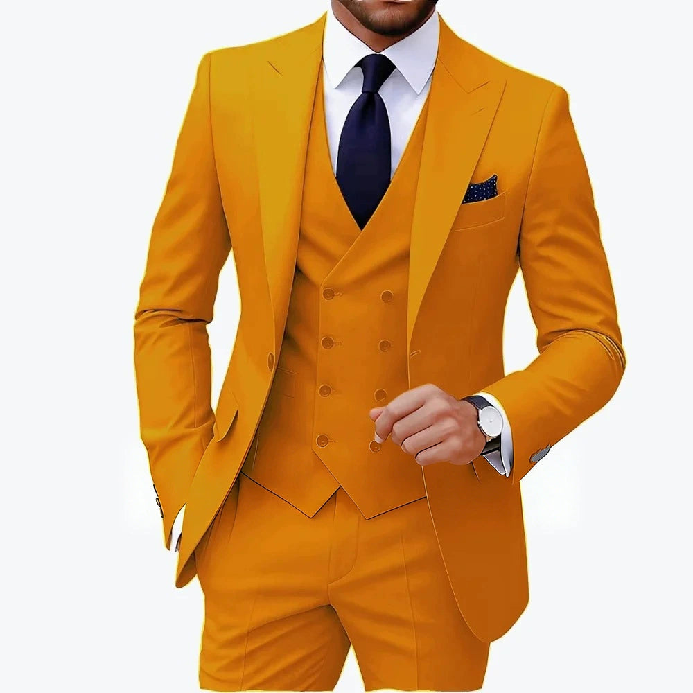 Casual Men's 3 Pieces Mens Suit Regular Fit Notch Lapel Tuxedos (Blazer+vest+Pants) CN550
