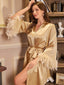 Morning Gown Feather Robe Wedding Bridesmaid Satin Robes for Wedding Party CN408