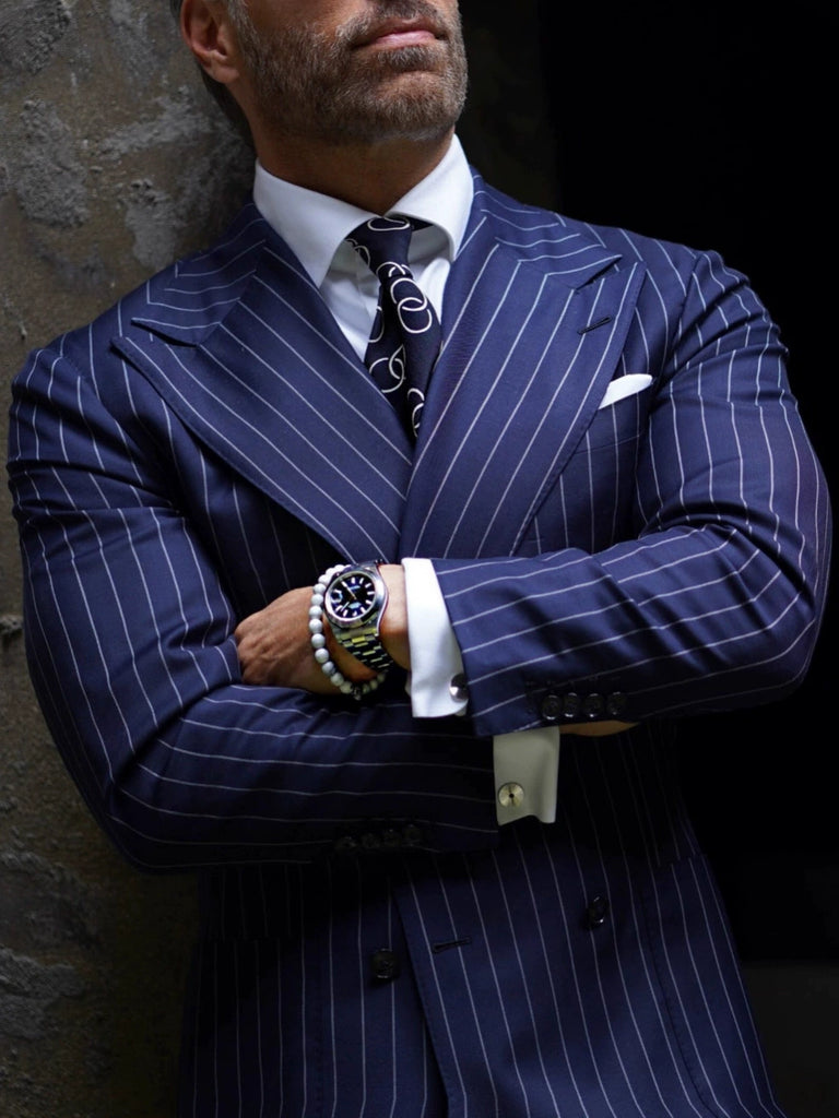 Royal Blue Casual Collar Coat Jacket Slim Button Small Suit Strips Single Jacket