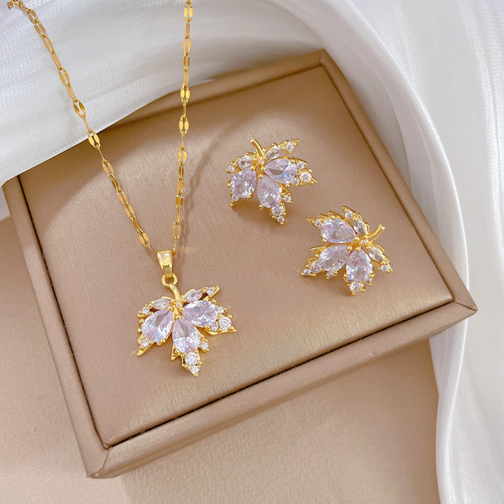 Flash Diamond Tassel Luxury Dress Accessories Dinner Clavicle Necklace Earring CN203