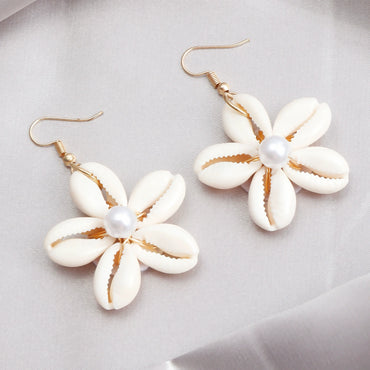 Summer Handwoven Shell & Floral Earrings