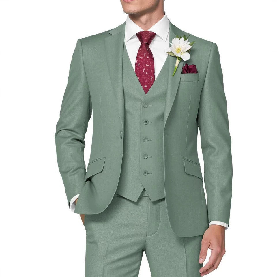 Classic 3 Piece Men's Suit with Regular Fit and Sophisticated Peak Lapel
