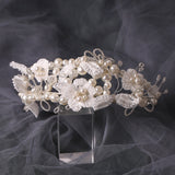 Luxury Hand-twisted Pearl Flower Wedding Dress Hairband Veil for Women CN29