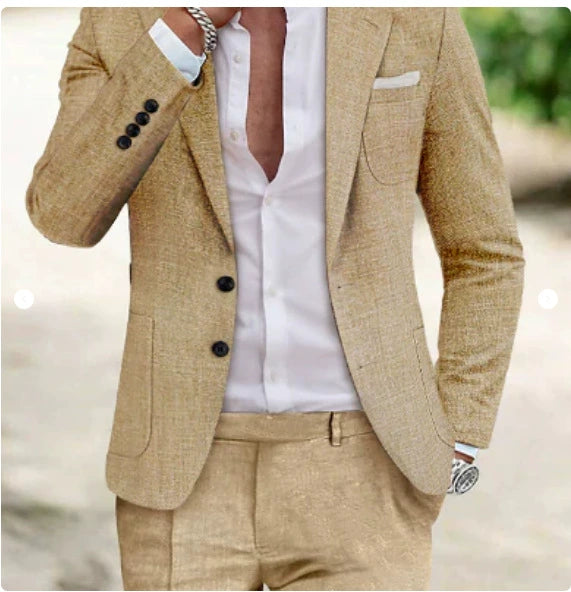 Casual Men's 2 Pieces Mens Suit Regular Fit Notch Lapel Tuxedos (Blazer+Pants)