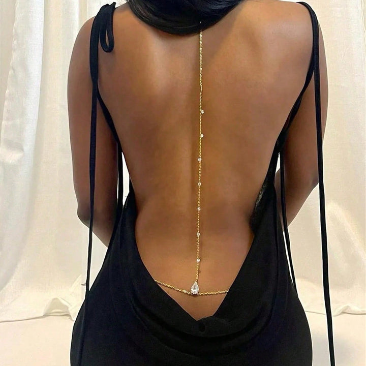 Light Luxury Zircon Long Necklace Bridal Wedding Banquet Chain Necklace Jewelry CN158