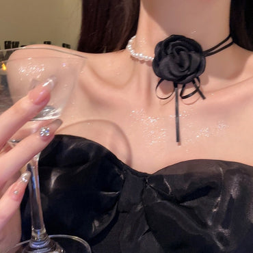 Retro Pearl Choker Necklace French Temperament Clavicle Chain CN128