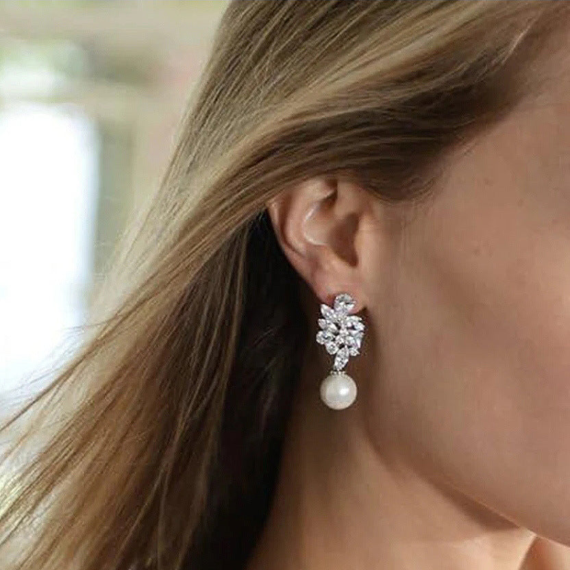 New Floral Ivory Pearl Teardrop Bridal Earrings – Versatile Wedding & Bridesmaid Jewelry