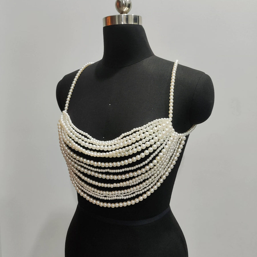White Wedding Bride Bridesmaid Body Chain Chest Chain
