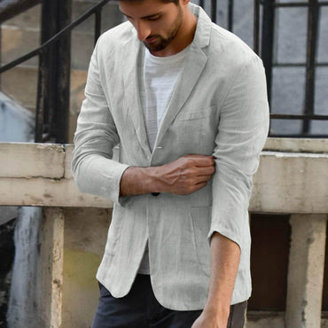 Leisure Men's Long Sleeve Lapel Pocket Business Single Coat