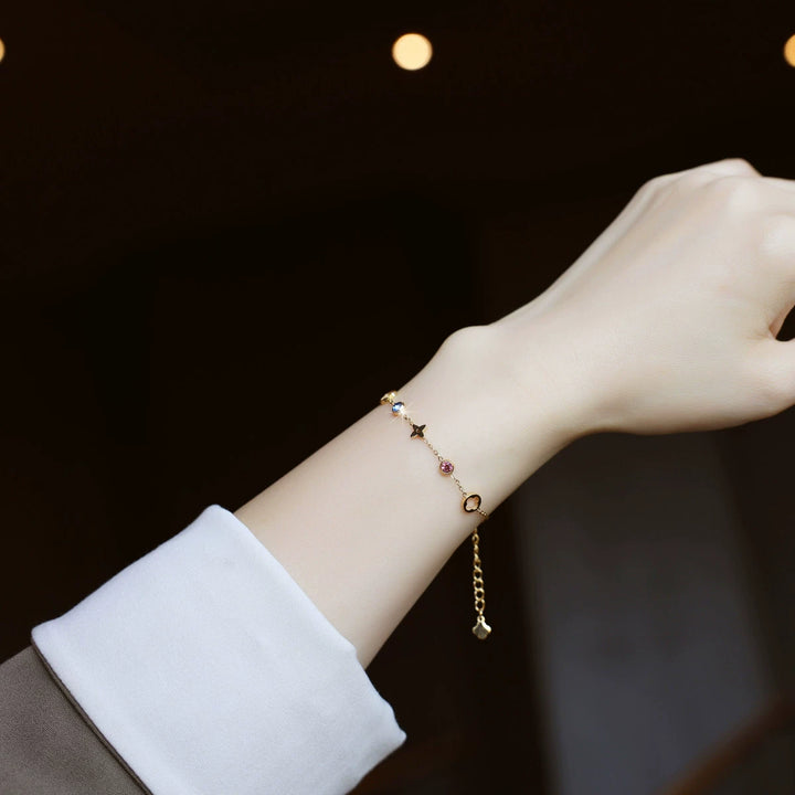 Colourful Clover Bracelet Zircon Chain Accessory