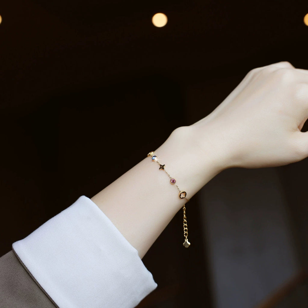 Colourful Clover Bracelet Zircon Chain Accessory