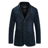 Dark Blue Denim Suit Men's Casual Plus Size Jacket